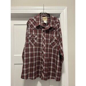 Wrangler Western Pearl Snap Red Plaid Cotton Blend Long Sleeve Shirt Size 3X